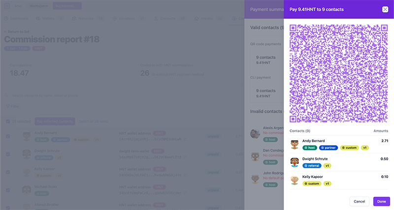 Batch multiple HNT payees together - and pay them - with a single QR code