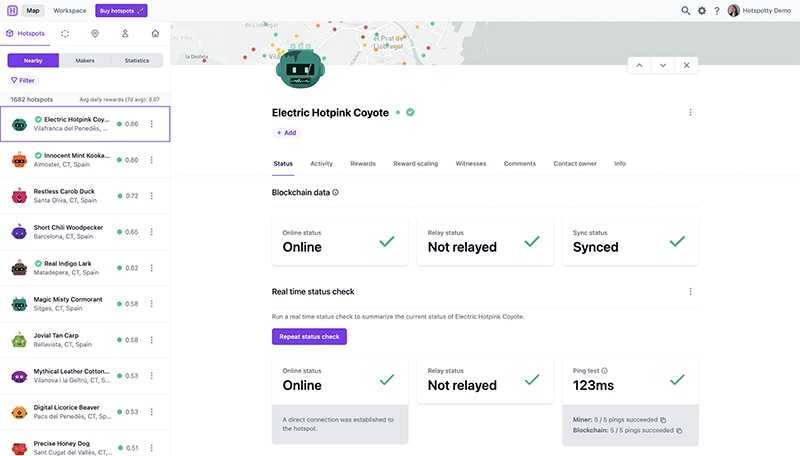 Detailed hotspot status and diagnostics