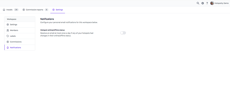 Proactive hotspot monitoring with ping notifications
